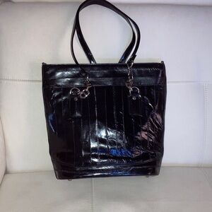 Sleek Black Leather Tote